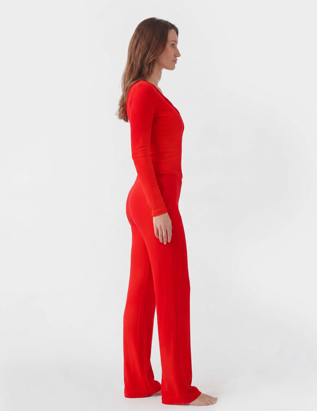 Soft Lounge Long Sleeve Top - Red